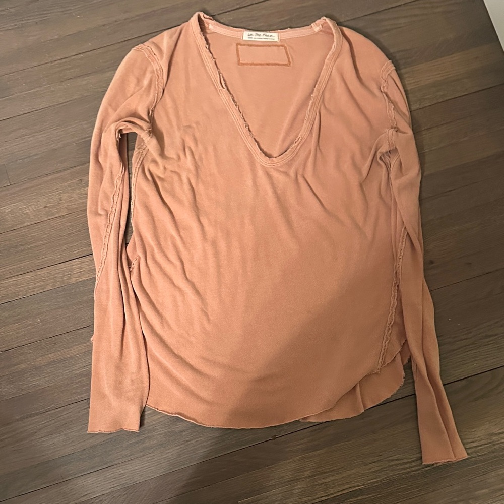 We The Free Peach Long Sleeve Top